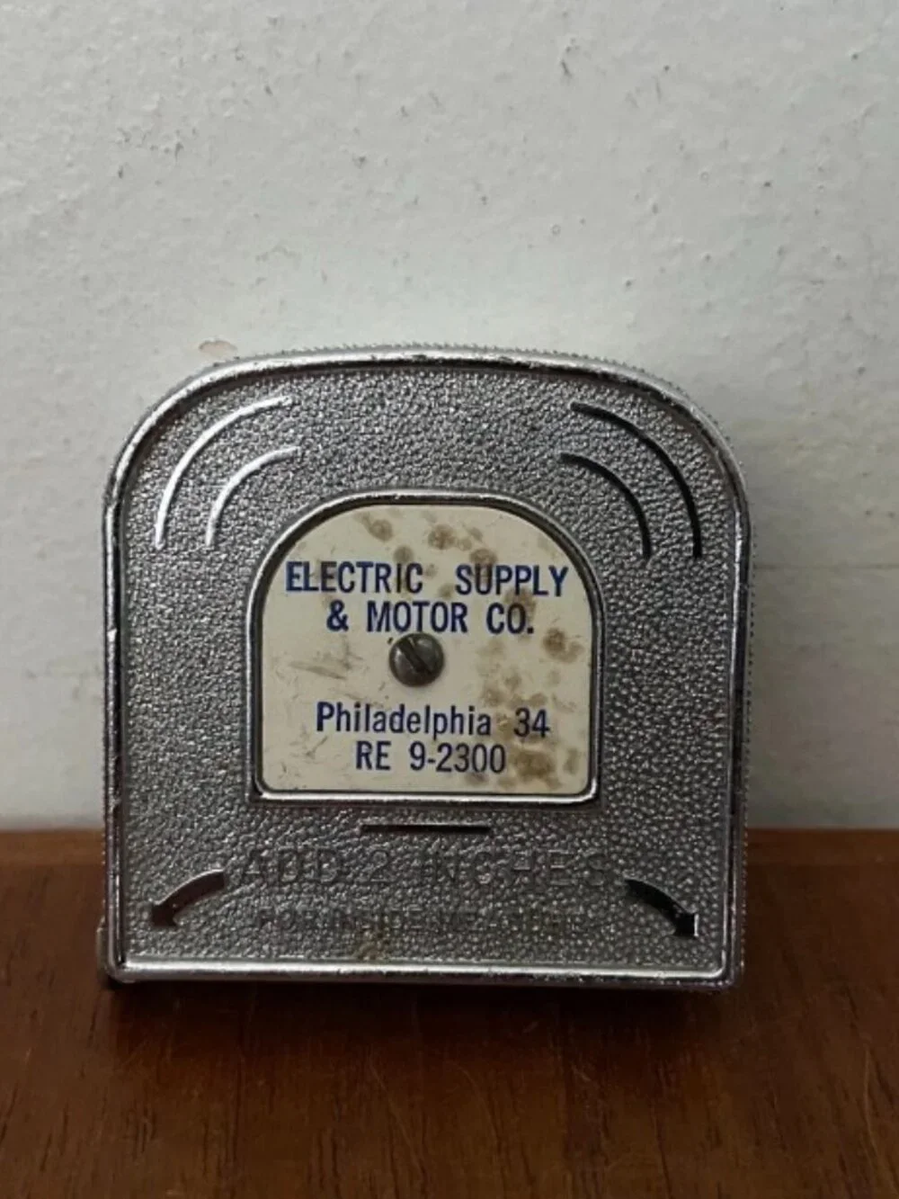 Vintage Philadelphia Electric Supply & Motor Company Metal 6-Ft Tape Measure USA